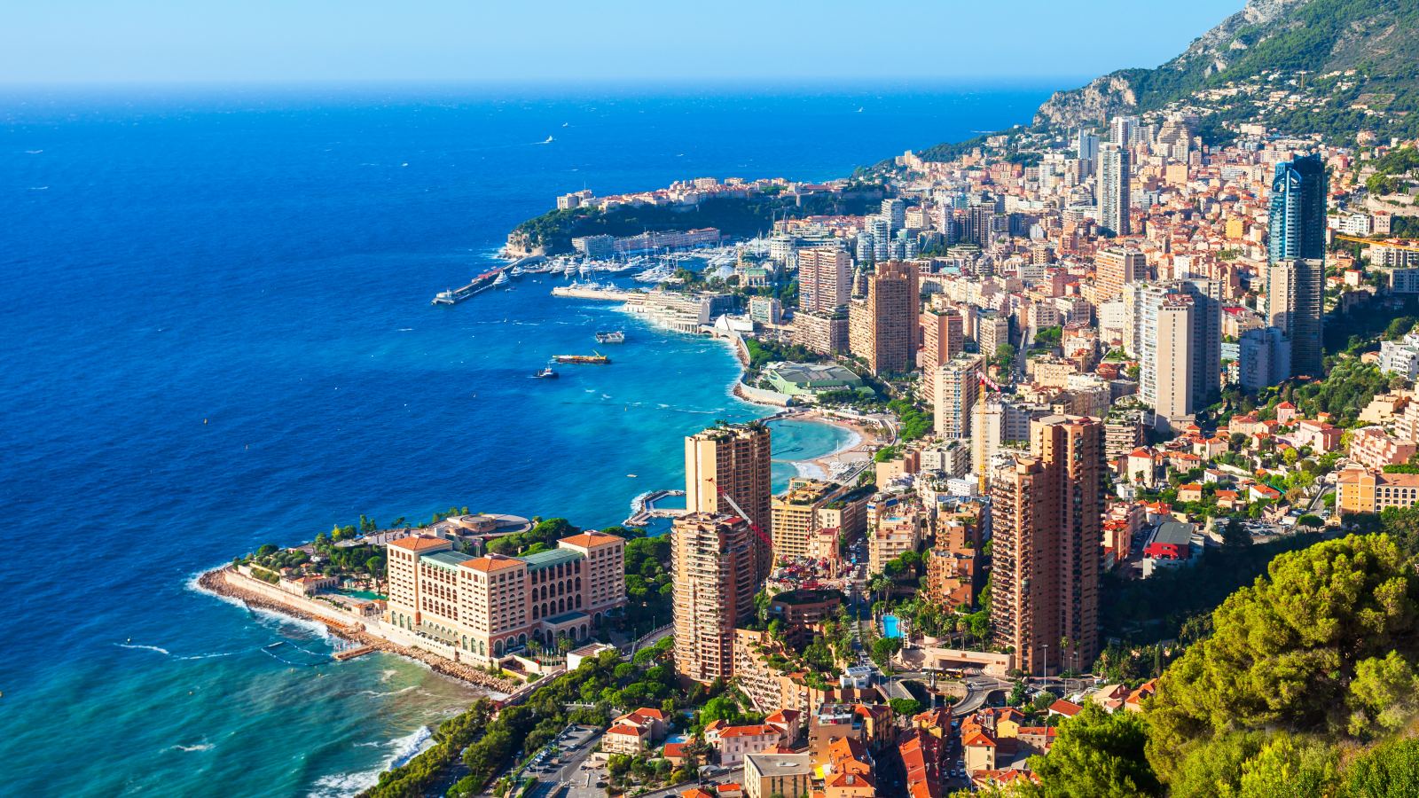 Aerial view of Ciutat Vella district with Barceloneta beach, Spain