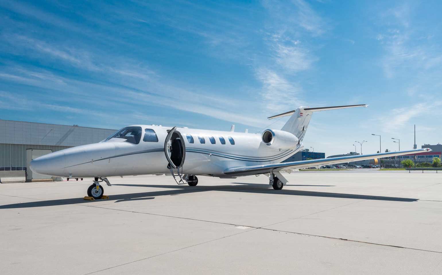 Cessna Citation CJ2 private jet at hangar